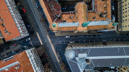 Budapest cityscapes form Gellert Hill. Amazing sunset in the background. Included the Danube river,...