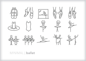 Set of ballet line icons for dance, practice, recital and performance © Picture Window