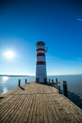 Lighthouse at Lake Neusiedl at sunset, Lighthouse - Lake in Austria