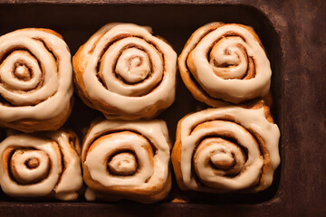Illustration of cinnamon rolls, generative ai