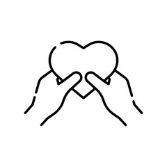 Vector Care, Give Love, Give Heart Icon Logo Design Vector outline Sign, Give Love, Give Heart Icon
