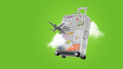 Travel bag vacation luggage background concept.
