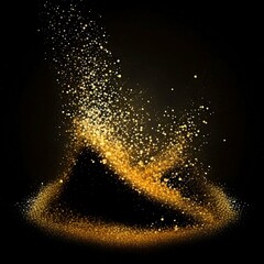 Fototapeta na wymiar Gold dust glitter isolated on black background 