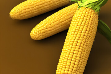 3d rendering illustration of corn or maize, generative ai