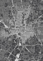 City map Columbus, monochrome detailed plan, vector illustration