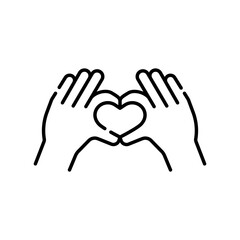 Vector Heart Hands, sevgi simvolu, outline icon