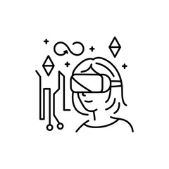 Metaverse color line icon. Blockchain technology in digital crypto art.