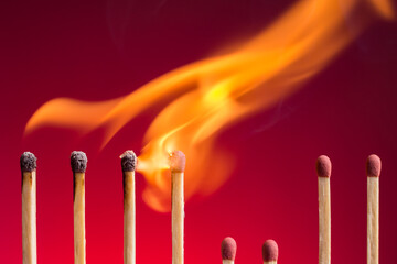 The space between burning matches acts as a firewall.