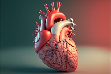 3D illustration, human heart anatomy. Ai Generative.