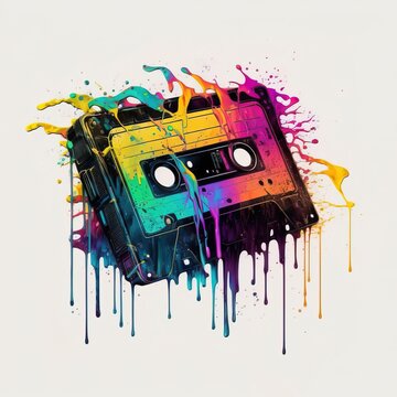 Tape music with dripping colors