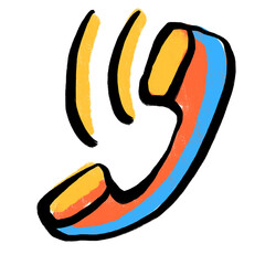 hand drawn brush strokes design element concept illustration icon phone receiver - PNG image with transparent background