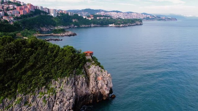 Aerial view of city Zonguldak in Black Sea region of Turkey. 