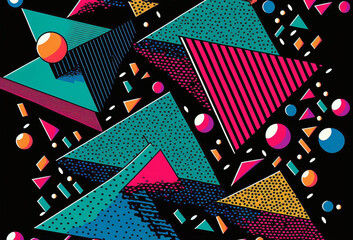 Retro 1980s or 90s trendy background pattern. Generative ai