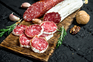 Salami with garlic and rosemary.