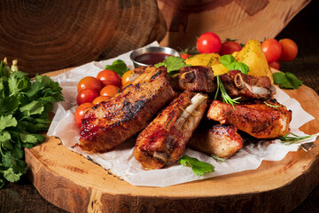 grilled ribs on the black board