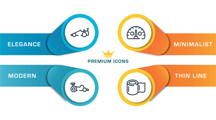 racing outline icons with infographic template. thin line icons such as drag racing, kart racing, kmh, null vector.