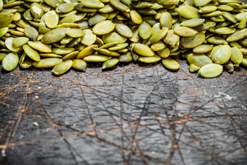 Green pumpkin seeds.