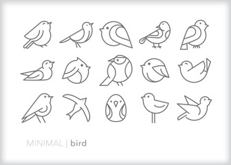 Set of bird line icons