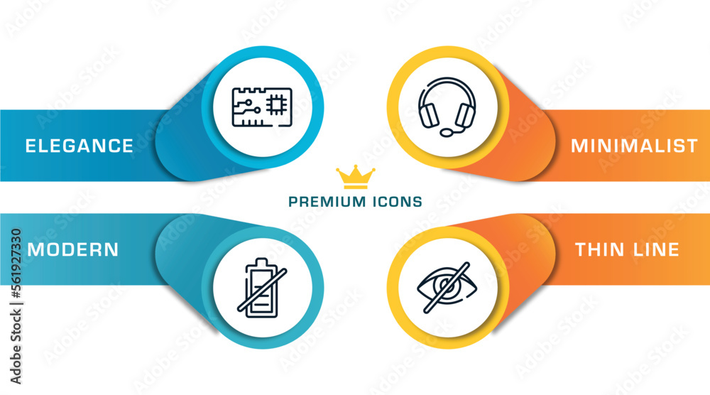 Poster cursors and pointers outline icons with infographic template. thin line icons such as printed circui