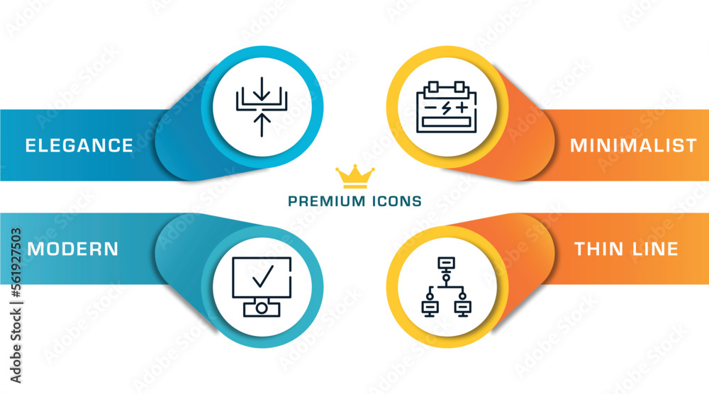 Poster computer outline icons with infographic template. thin line icons such as compression, deployment, a
