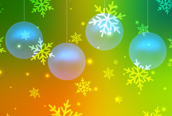 Light Green, Yellow vector pattern in Christmas style.