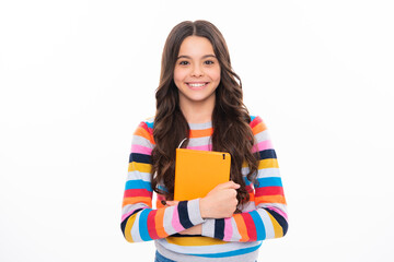 Back to school. Portrait of teenage school girl with books. Children school and education concept....