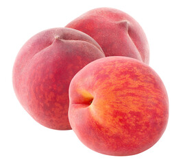 Three peach fruits cut out