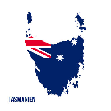 Tasmania map with flag color. Map of Tasmania with flag Australia. flag of Australia vector illustration