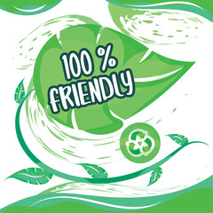 Eco friendly label with the shape of a leaf Vector