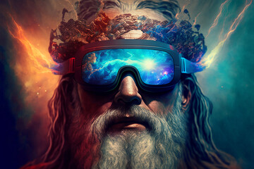 Futuristic device which allows virtual reality connections to the divine. Generative AI, this image is not based on any original image, character or person.