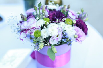 chic wedding bouquet on the festive table