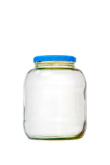 Empty Pickle Jar With Blue Lid