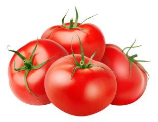 Pile of fresh tomatoes cut out