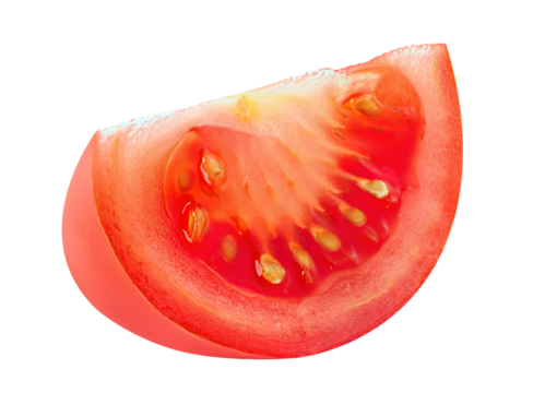 Isolated piece of fresh tomato