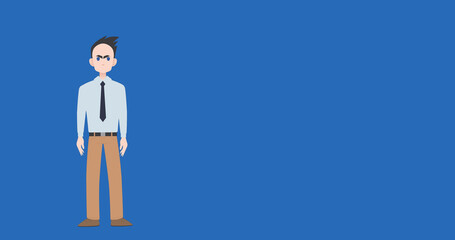 Image of pictogram of man in shirt with copy space on blue background