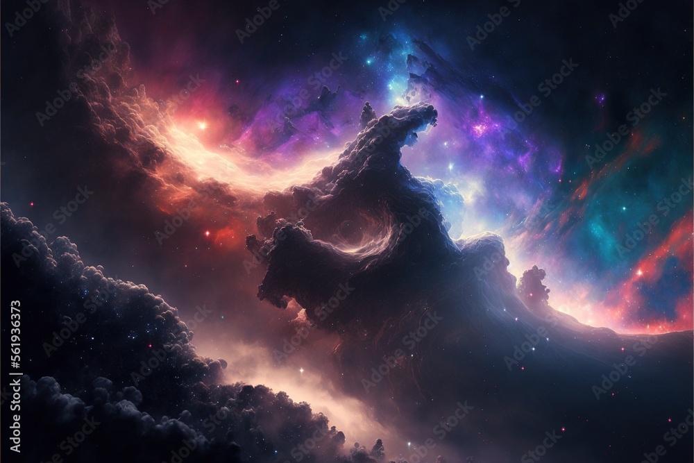 Wall mural nebula and galaxies in the deep space. abstract cosmos univese background