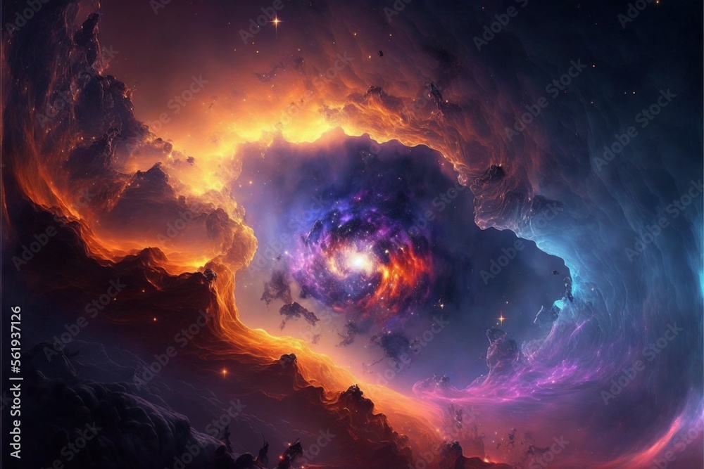 Wall mural nebula and galaxies in the deep space. abstract cosmos univese background