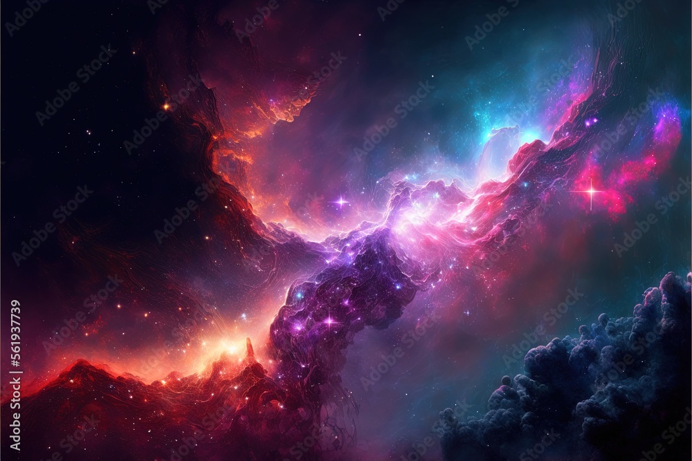 Wall mural nebula and galaxies in the deep space. abstract cosmos univese background