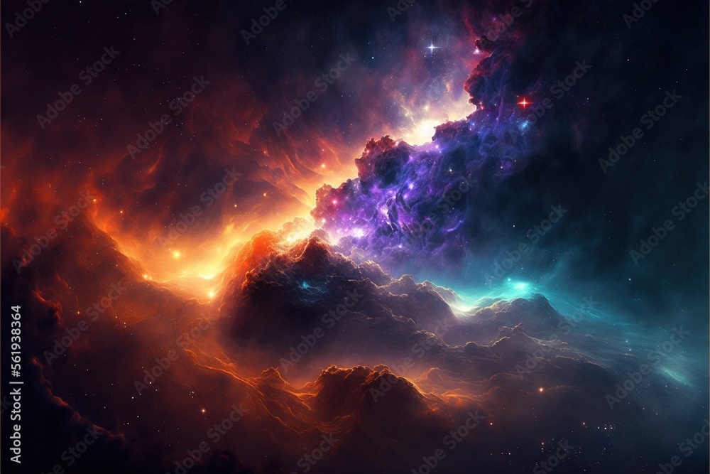 Sticker nebula and galaxies in the deep space. abstract cosmos univese background
