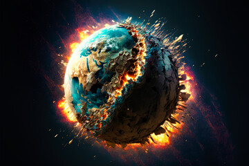 Planet Earth Implosion - illustration - AI Generated