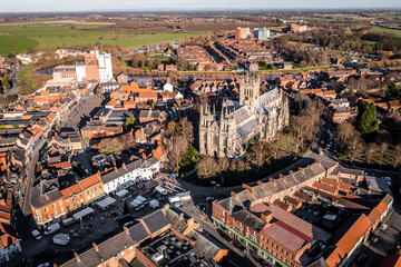 Obraz premium Aerial view of Selby Abbey in North Yorkshire