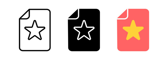 Document with star line icon. Important, button, favorites, mark as important, select, feedback, selected. File management concept. eps 10
