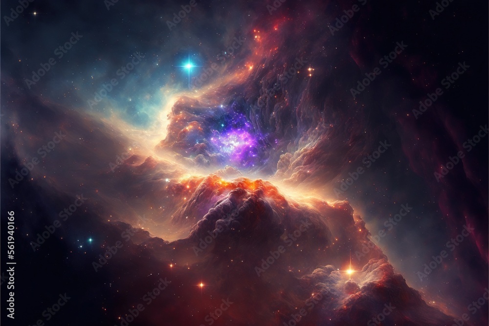 Wall mural nebula and galaxies in the deep space. abstract cosmos univese background