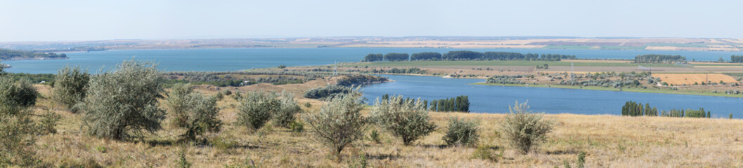 Landscape of the northern part of the Republic of Moldova with the Dniester River.