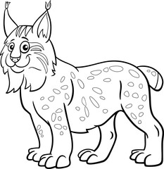 funny cartoon lynx animal character coloring page