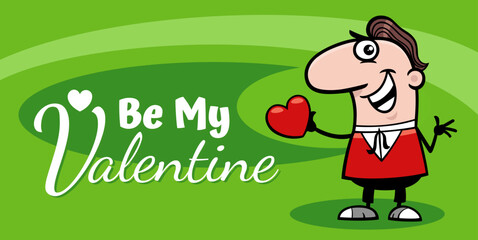 Valentines Day design with cartoon man with heart
