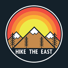 Mountain Outdoor Adventure Emblem Patch Logo Poster Label Vector Illustration Retro Vintage Badge Sticker And T-shirt Design