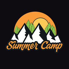 Summer Surfing Sunset Beach Emblem Patch Logo Poster Label Vector Illustration Retro Vintage Badge Sticker And T-shirt Design