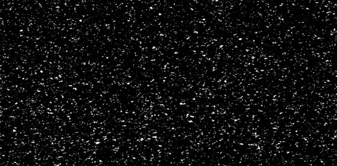 Snow, stars, twinkling lights, rain drops on black background. Abstract vector noise. Small particles of debris and dust. Distressed uneven grunge texture overlay.