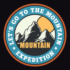 Fototapeta premium Mountain Outdoor Adventure Emblem Patch Logo Poster Label Vector Illustration Retro Vintage Badge Sticker And T-shirt Design